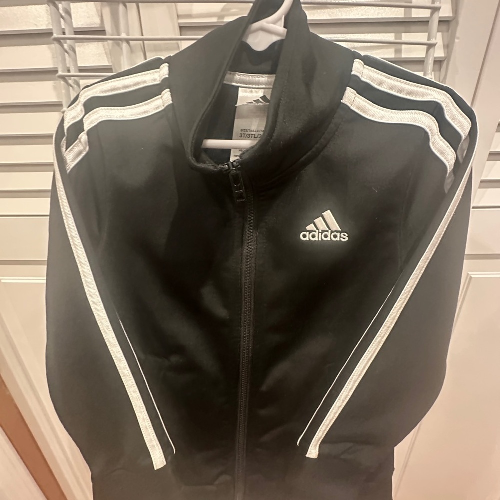 Adidas Black Jacket with White stripes